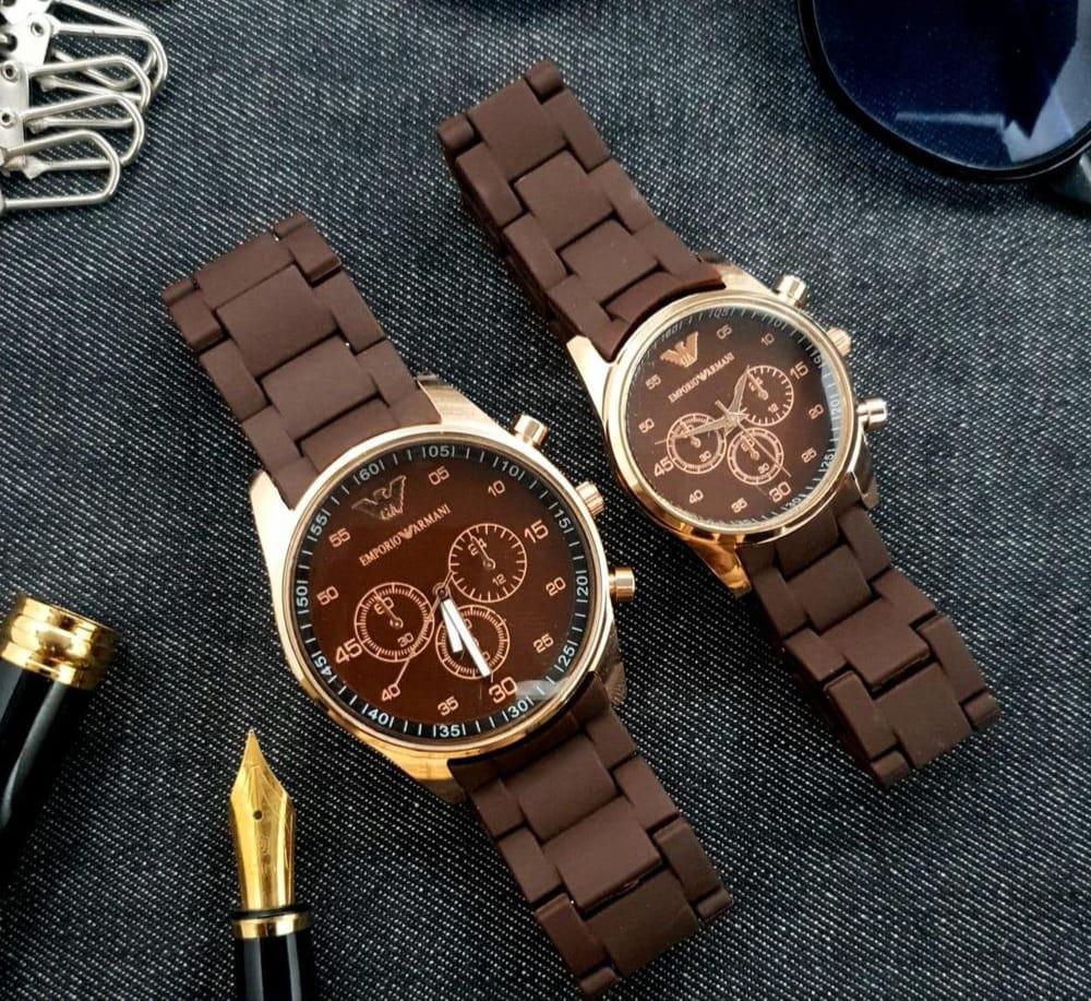 Unisex Chronograph Watch Set – Premium Stainless Steel Black Strap