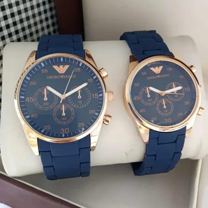 Unisex Chronograph Watch Set – Premium Stainless Steel Black Strap