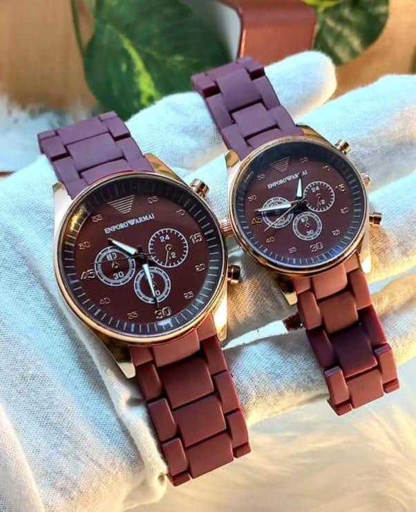 Unisex Chronograph Watch Set – Premium Stainless Steel Black Strap