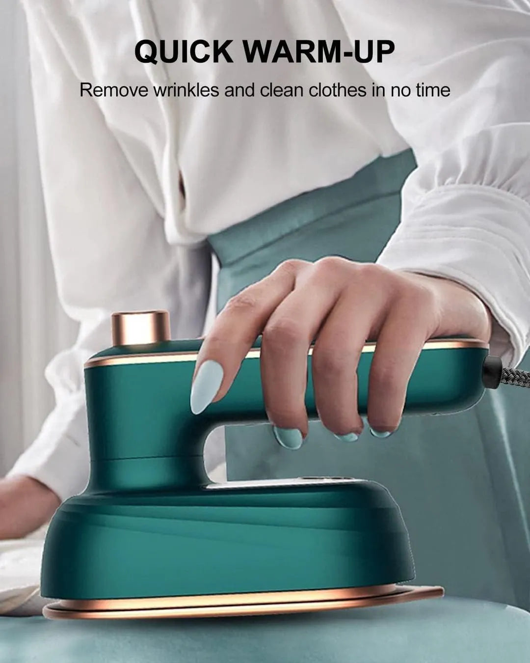 Portable Green Steam Iron – Fast Heating Mini Garment Steamer for Quick Wrinkle Removal