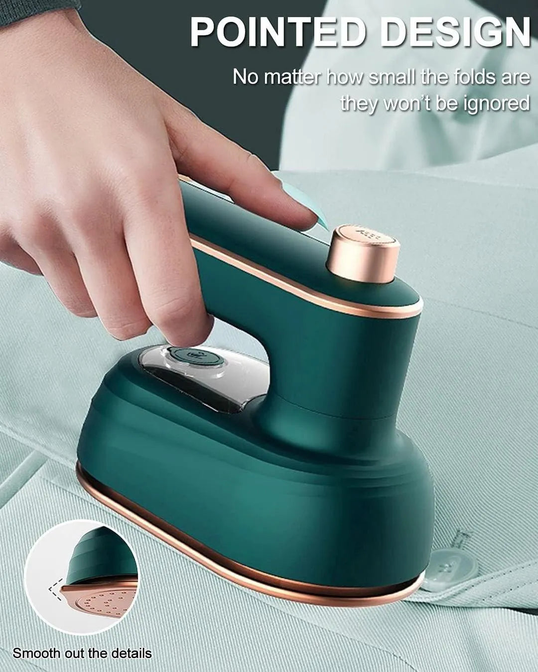 Portable Green Steam Iron – Fast Heating Mini Garment Steamer for Quick Wrinkle Removal