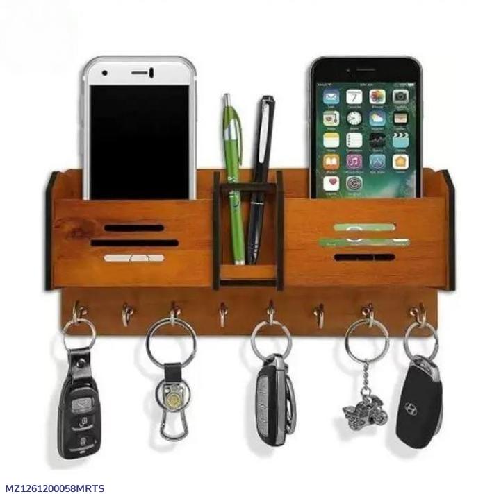 Wooden Mobile & Key Holder Organizer