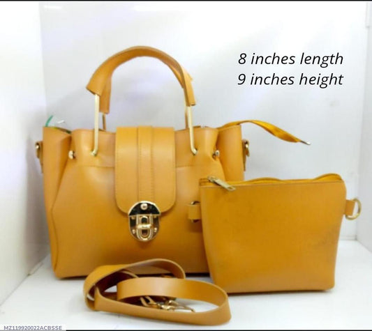 Mustard PU Leather Crossbody Handbag Set for Women