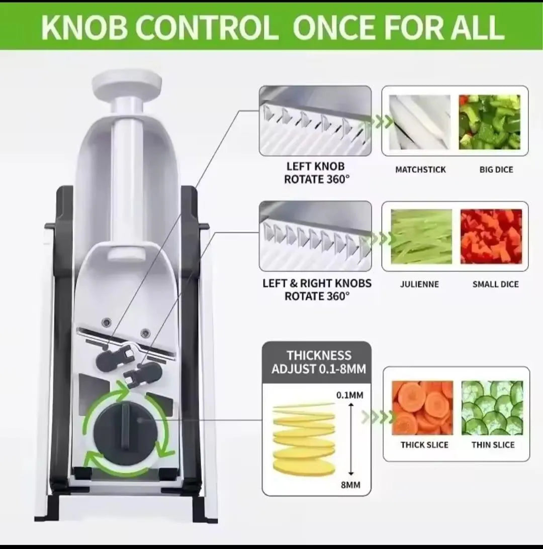 5-in-1 Multi-Functional Vegetable & Fruit Slicer – 40 Thickness Adjustments