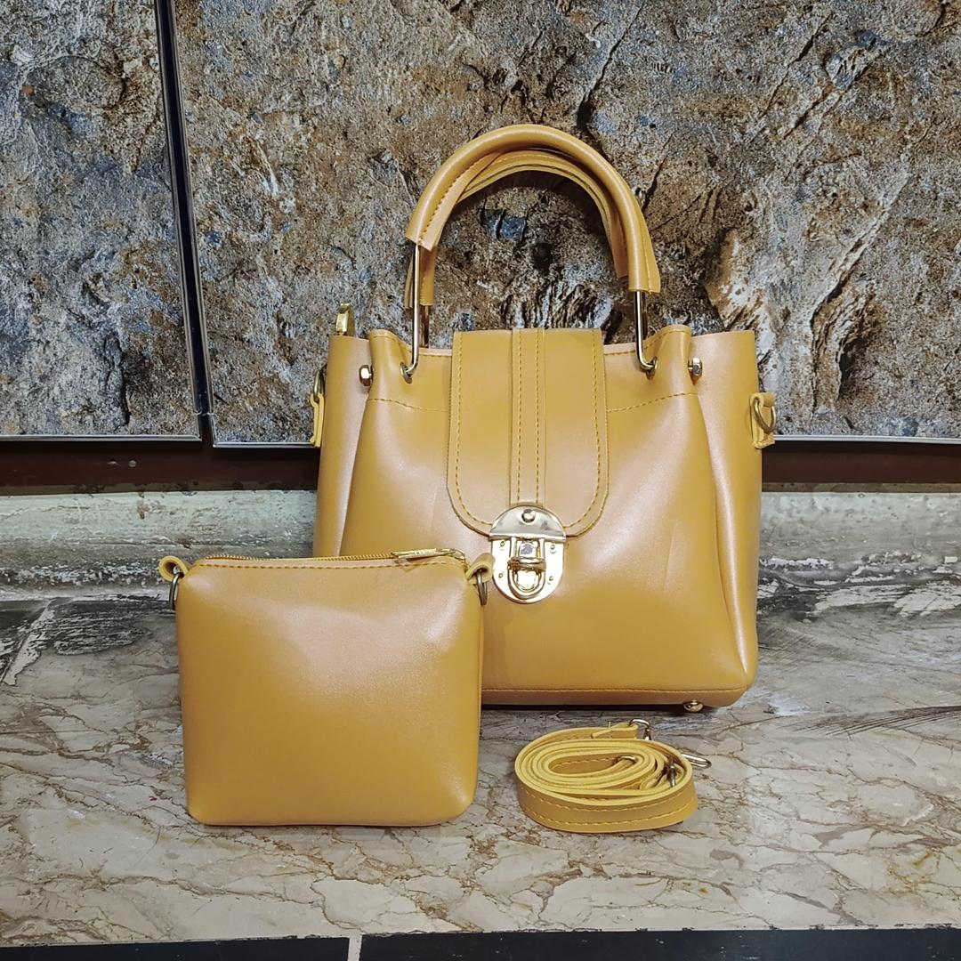Mustard PU Leather Crossbody Handbag Set for Women