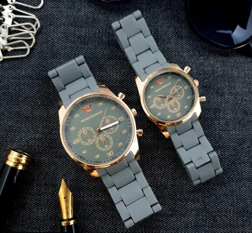 Unisex Chronograph Watch Set – Premium Stainless Steel Black Strap
