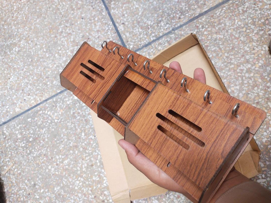 Wooden Mobile & Key Holder Organizer