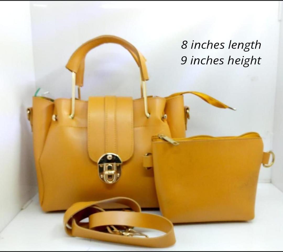 Mustard PU Leather Crossbody Handbag Set for Women