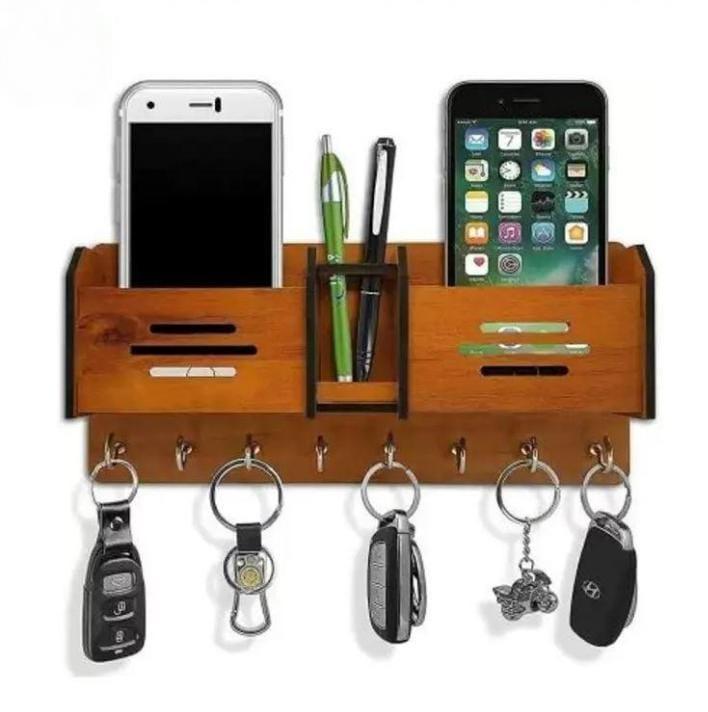 Wooden Mobile & Key Holder Organizer